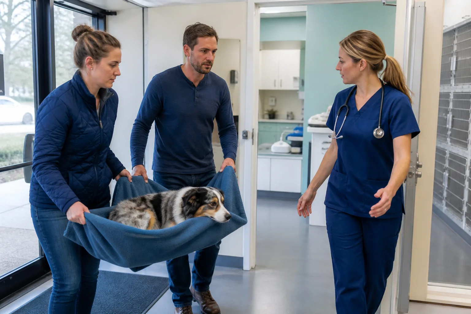 Sicherer Transport eines Hundes in die tierärztliche Behandlung